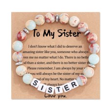 Sister Birthday Gifts from Sister, Sister Bracelet Jewelry for Girls Soul Sister Unbiological Gifts Best Friend Bracelets for Women (Big Colored) T025-Sister D